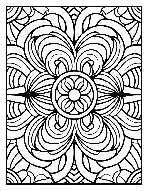 Vintage coin style mandala coloring page for mindfulness