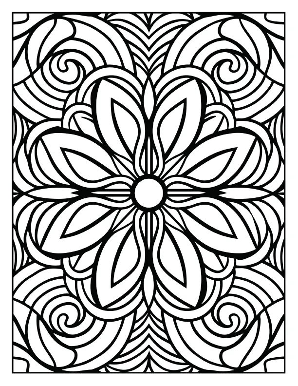 Gothic cathedral window style mandala coloring page PDF