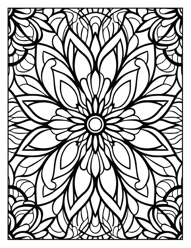 Soft droplet style mandala coloring page for daily zen