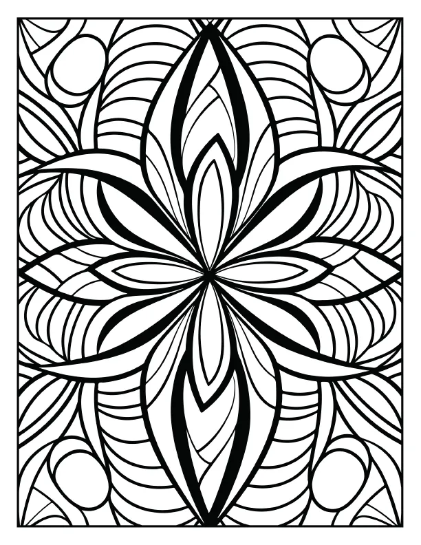 Symmetrical lotus flower mandala coloring page for adults free PDF