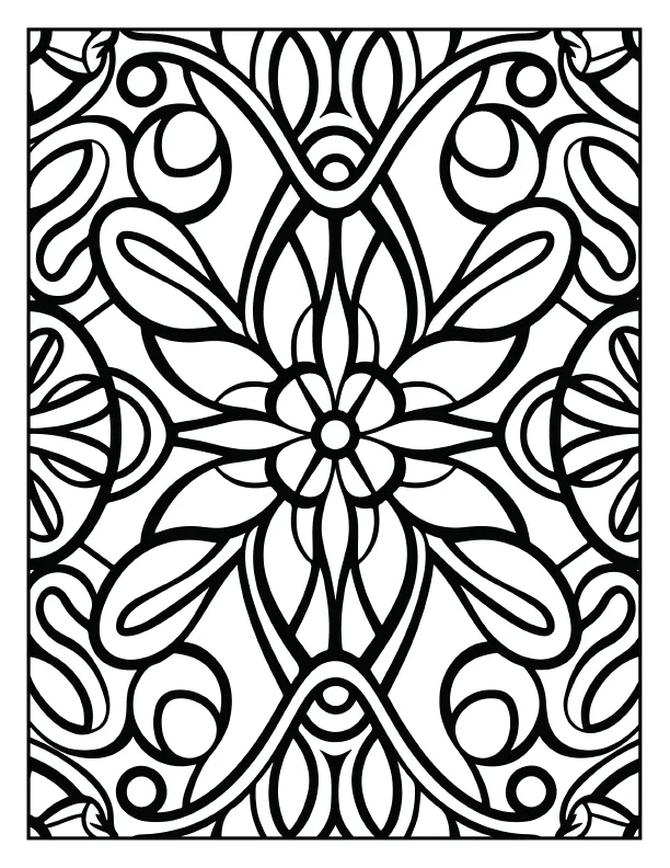 Detailed floral blossom mandala coloring sheet for stress relief