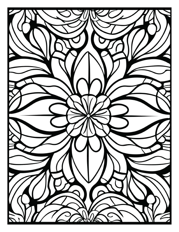 Rose petal mandala coloring page for adults high quality