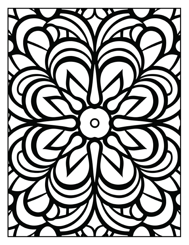 Exotic leaf pattern mandala coloring page for adults free