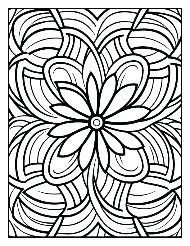 Water lily mandala coloring page for deep relaxation