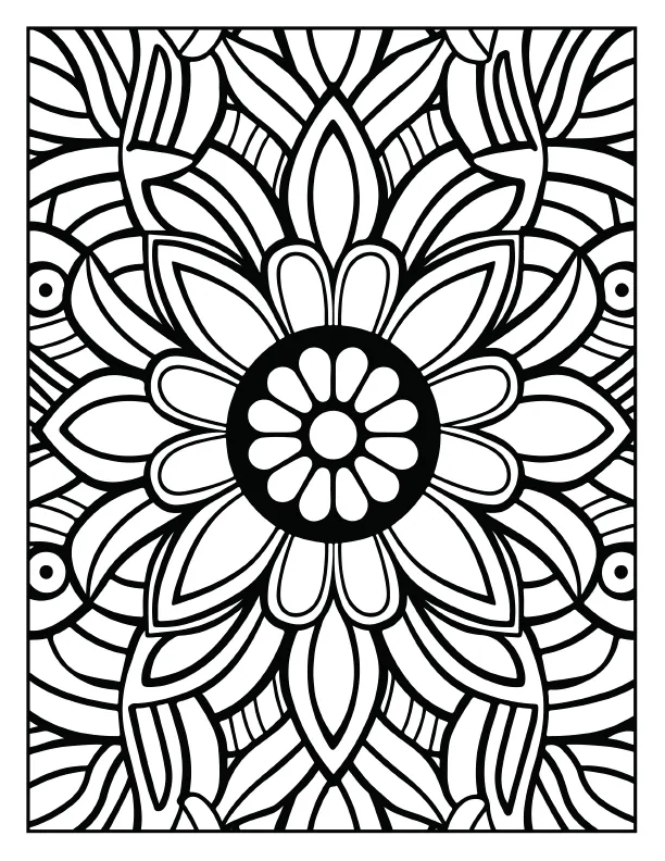 Detailed dragon scale mandala coloring page for adults