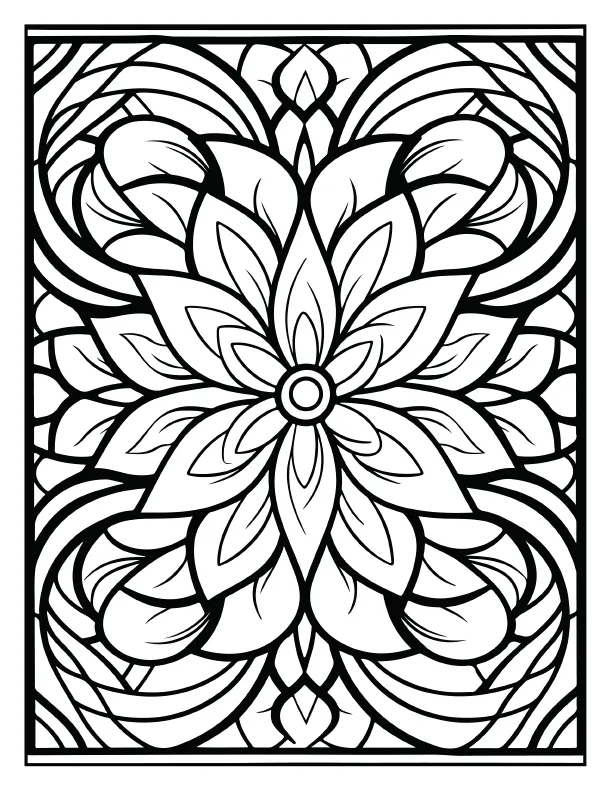 Delicate lace style mandala coloring page print ready