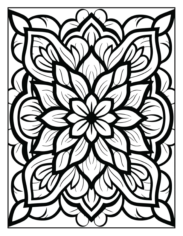 Ornate crown style mandala coloring page for adults