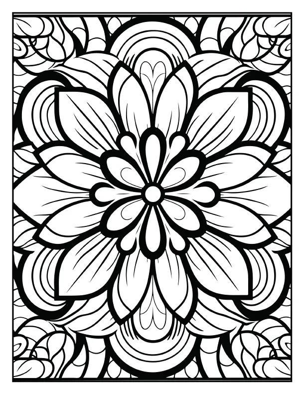 Flowing wind style mandala coloring page for adults