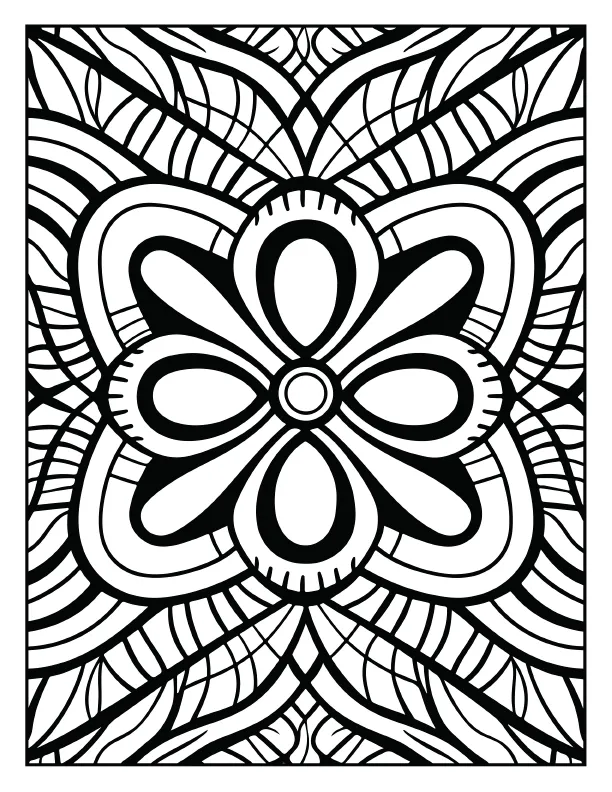 Ornate shield style mandala coloring page for mindfulness