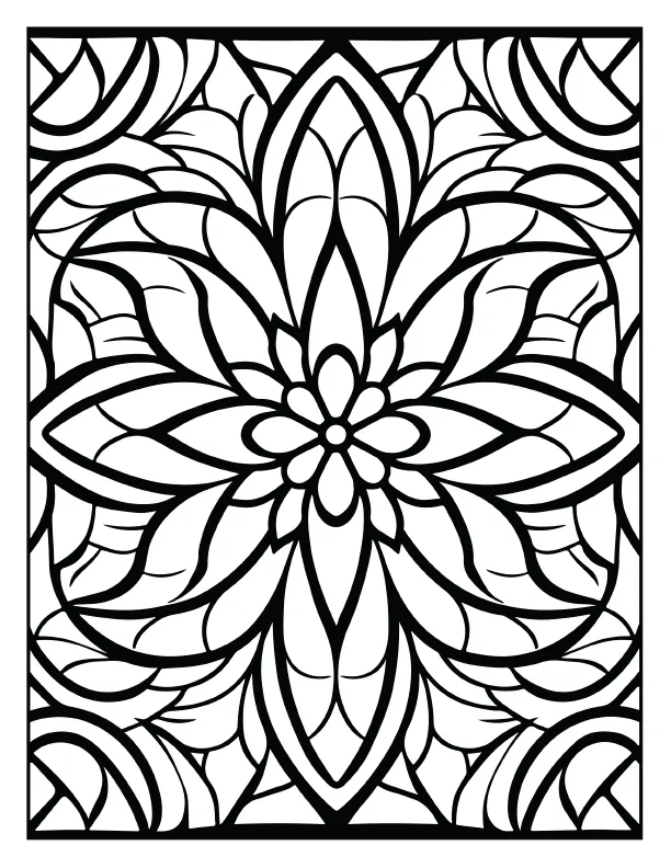 Dynamic flame style mandala coloring page for adults
