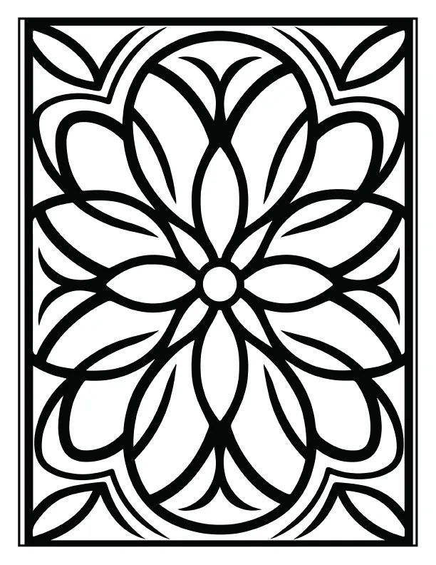 Detailed heart-centered mandala coloring page for zen