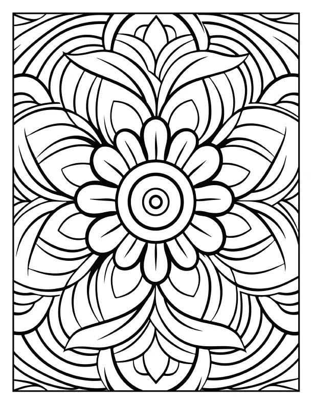 Balanced Yin Yang mandala coloring page for stress relief