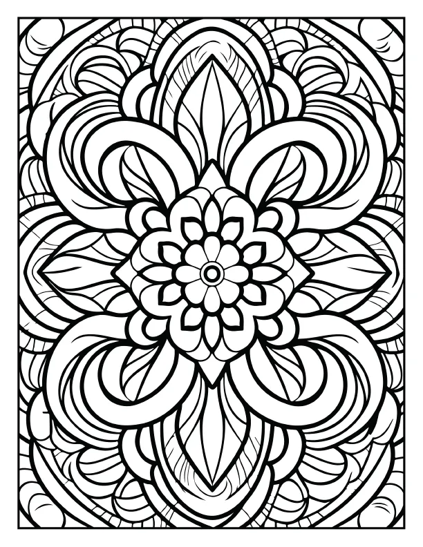 Flowing pendulum style mandala coloring page for calm