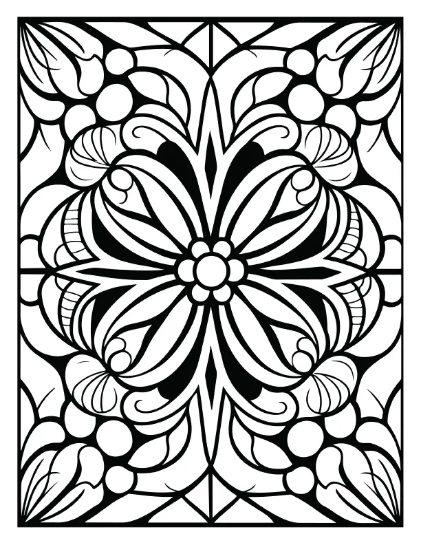 Modern pixel style mandala coloring page high res
