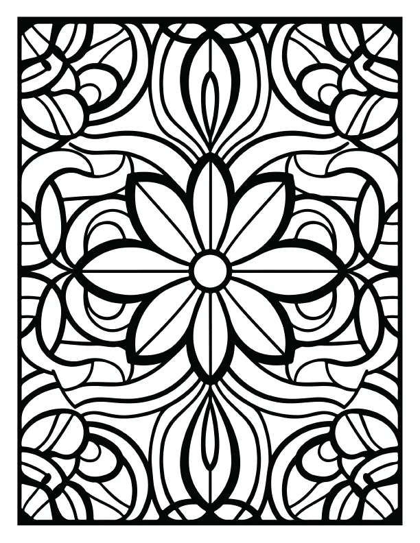Three-pointed symmetrical mandala coloring page free