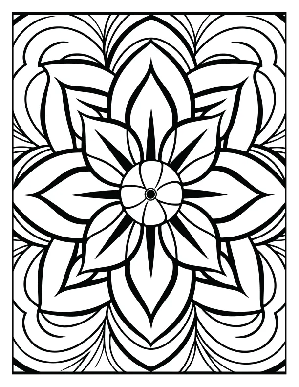 Abstract swirl mandala coloring page for anxiety relief