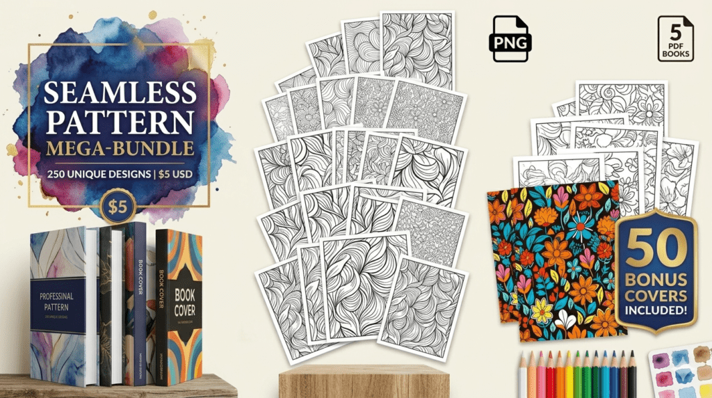 250 Pattern Coloring Page Mega-Bundle (PNG & PDF) | Just $5