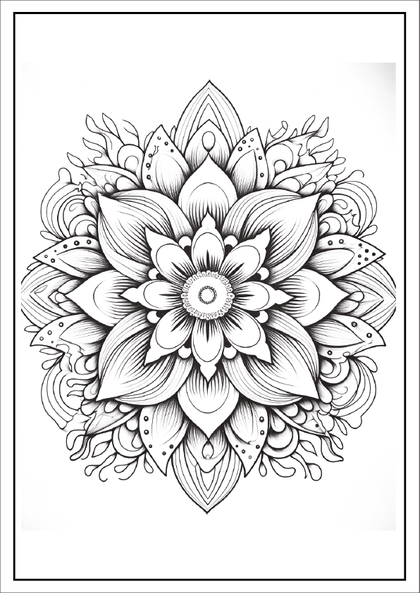 Mandala flower page featuring diamond-shaped jasmine petals for coloring.