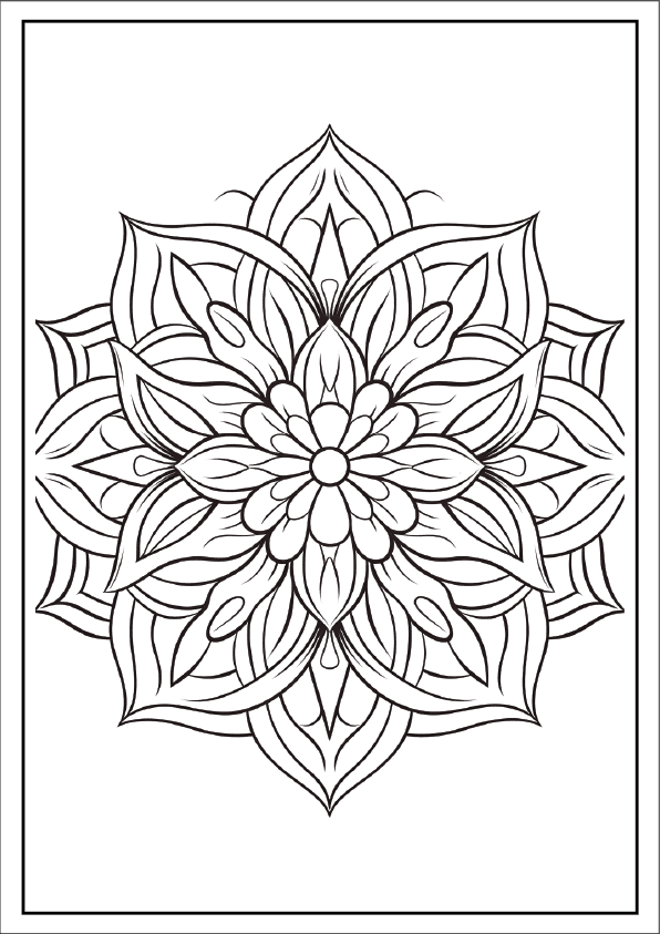 Tribal-style floral totem mandala, unique pattern for creative coloring.